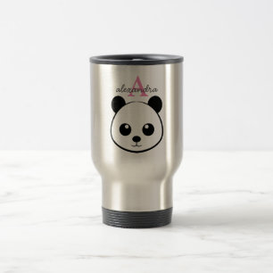 Cute panda bear custom Monogram Travel Mug