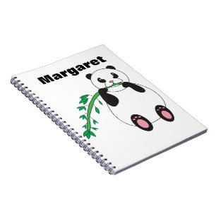 Cute Panda Bear Eating Bamboo Personalize Notebook