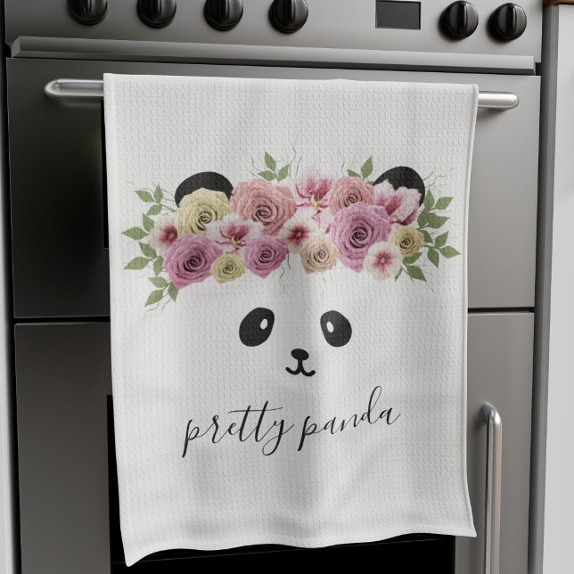 Cute Panda Bear Face Modern Nursery White Kitchen Towel (Creator Uploaded)