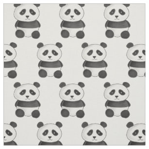 Cute Panda Bear Funny Animal Drawing Fabric