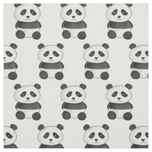 Cute Panda Bear Funny Animal Drawing Fabric (Swatch)
