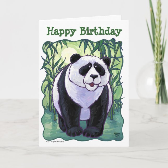 Cute Panda Bear Happy Birthday Card (Front)