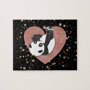 Cute Panda Bear Heart for Animal Lovers Jigsaw Puzzle