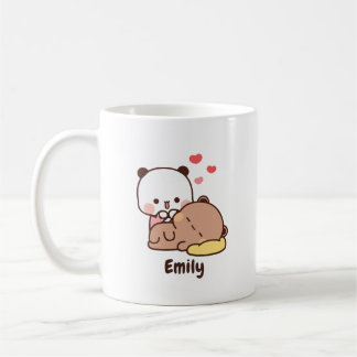 Cute Panda bear heart | Personalized Add Your Name Coffee Mug