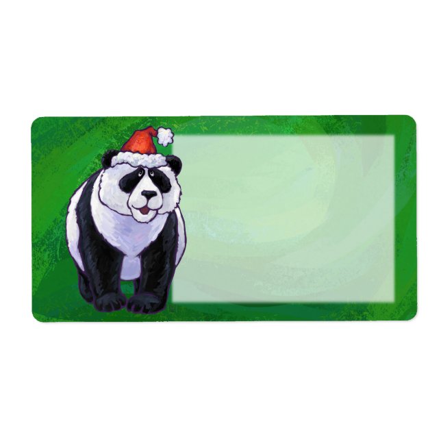 Cute Panda Bear in Santa Hat on Green (Front)