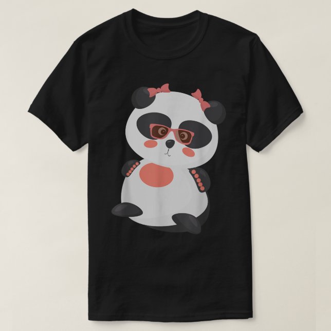 Cute Panda Bear In Sunglasses  T-Shirt (Design Front)