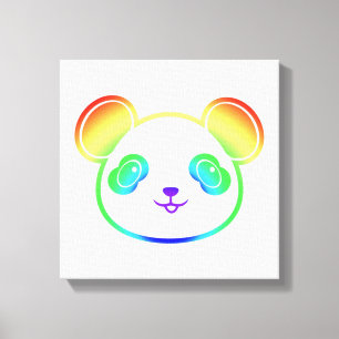 Cute Panda Bear In The Colours Of The Rainbow Canvas Print