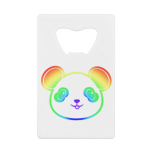 Cute Panda Bear In The Colours Of The Rainbow Credit Card Bottle Opener