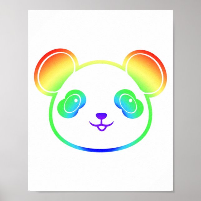 Cute Panda Bear In The Colours Of The Rainbow Poster (Front)
