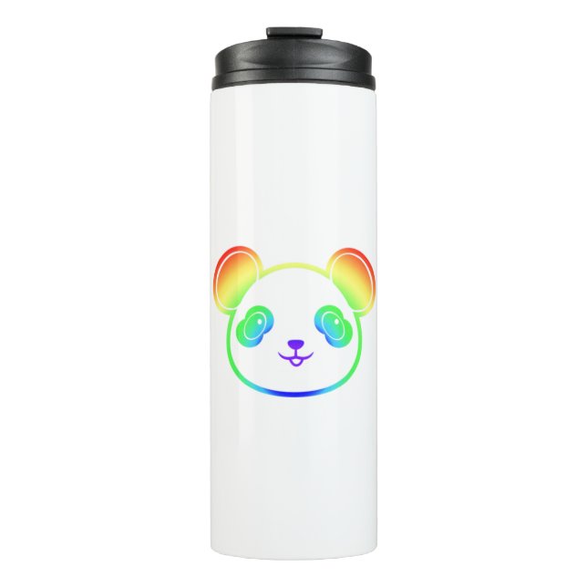 Cute Panda Bear In The Colours Of The Rainbow Thermal Tumbler (Front)