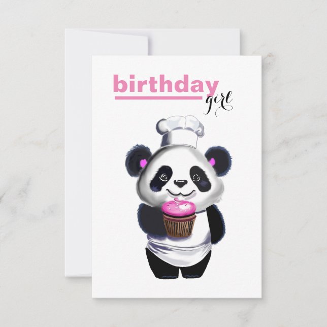 Cute Panda Bear Invitation d'anniversaire de la fi (Devant)