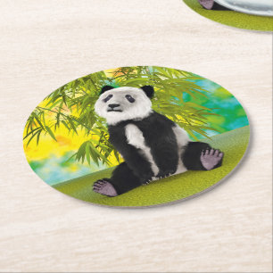 Cute Panda Bear Kawaii Animal Lover Perfect Gift Round Paper Coaster