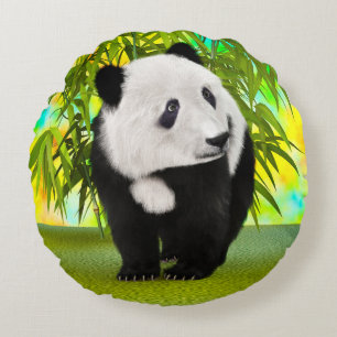 Cute Panda Bear Kawaii Animal Lover Perfect Gift Round Pillow