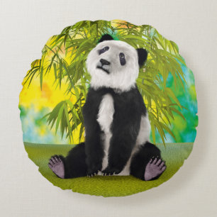 Cute Panda Bear Kawaii Animal Lover Perfect Gift Round Pillow