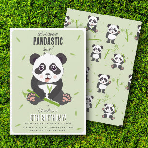 Cute Panda Bear Kawaii Kids Birthday Party Invitation