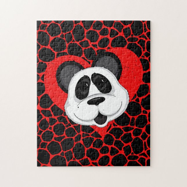 Cute Panda Bear Love Heart Jigsaw Puzzle (Vertical)