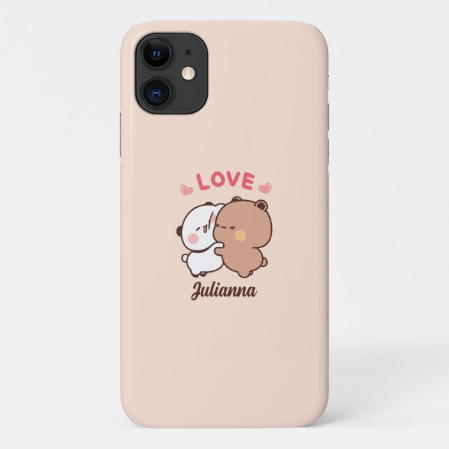 Cute Panda bear love, Personalized Girls Name Case-Mate iPhone Case (Back)