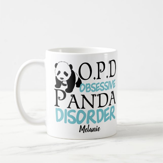 Cute Panda Bear Lover Monogram Coffee Mug (Left)