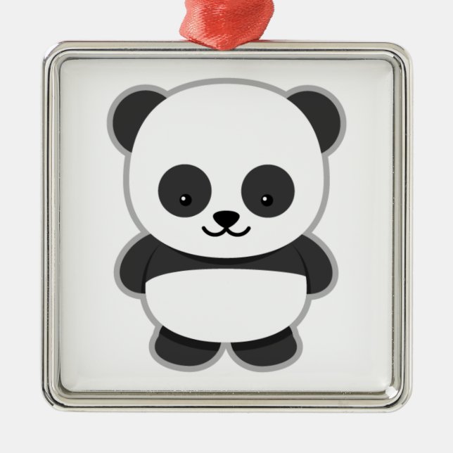 Cute Panda Bear Metal Ornament (Front)