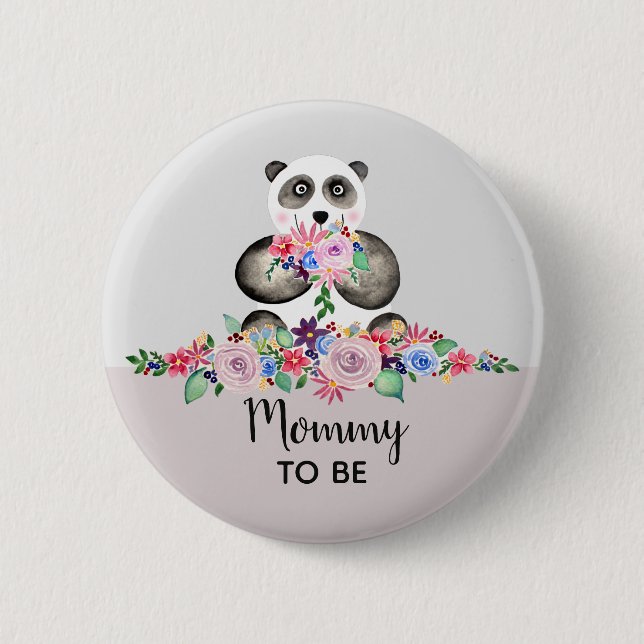 Cute Panda Bear Mommy To Be Baby Shower 2 Inch Round Button (Front)