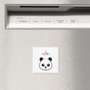 Cute Panda Bear Monogram Magnet – Personalized 