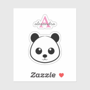 Cute Panda Bear Monogram Sticker – Personalized 