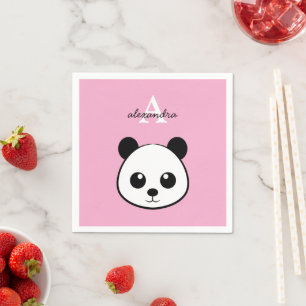 Cute Panda Bear Napkins – Personalized Monogram
