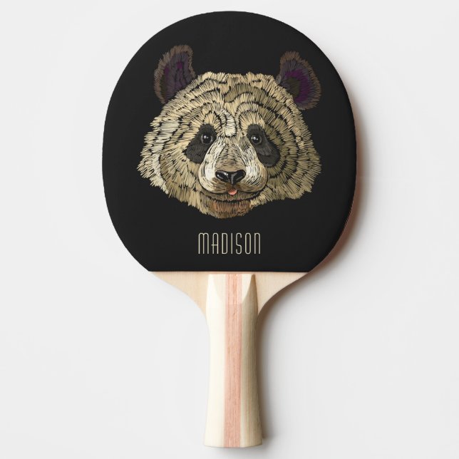 Cute Panda Bear Nature Animal Personalized Name Ping Pong Paddle (Front)