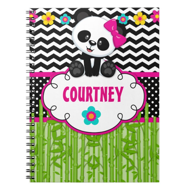 Cute Panda Bear Nom personnalisé Carnet Journal (Devant)