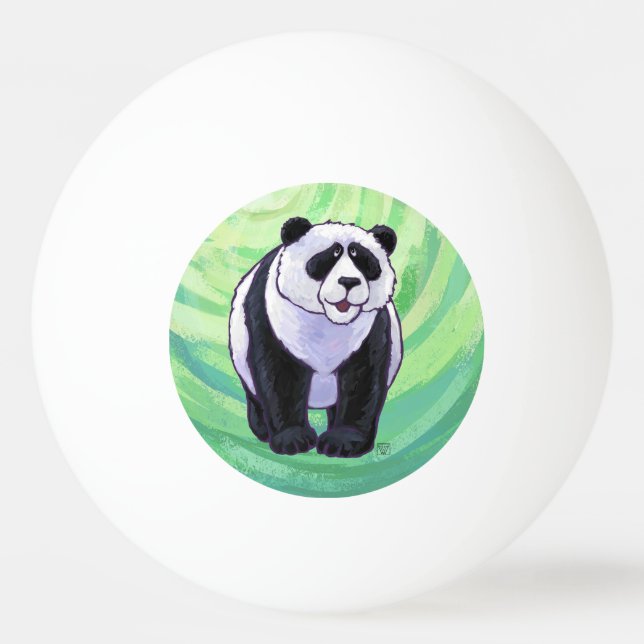 Cute Panda Bear on Green Ping Pong Ball (Back)