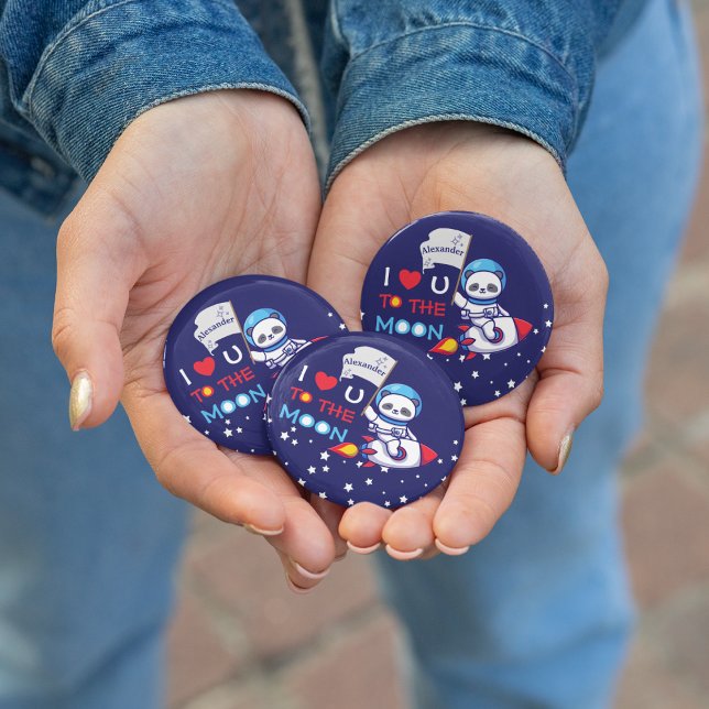 Cute Panda Bear On Rocket Ship Kids Personalized 4 Inch Round Button (Creator Uploaded)