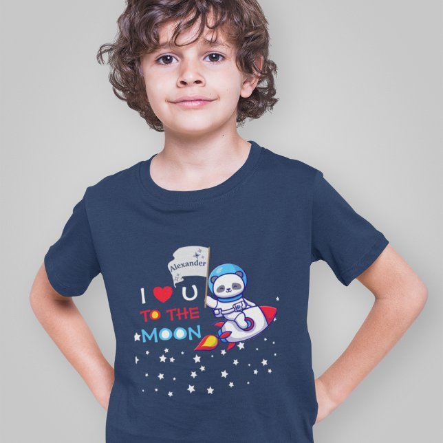 Cute Panda Bear On Rocket Ship Kids Personalized T-Shirt (Creator Uploaded)