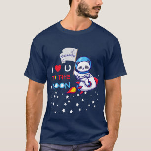 Cute Panda Bear On Rocket Ship Kids Personalized T-Shirt
