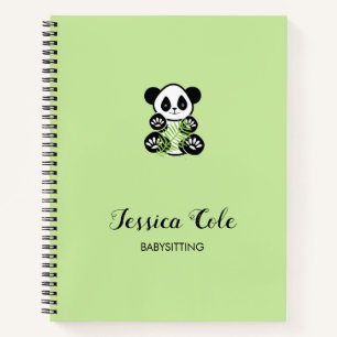 Cute panda bear pale green notebook