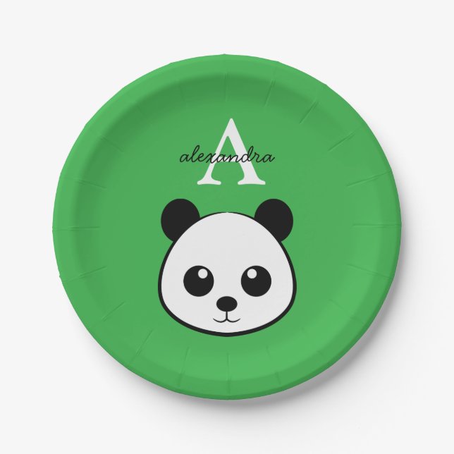 Cute Panda Bear Paper Plates – Personalized  (Front)