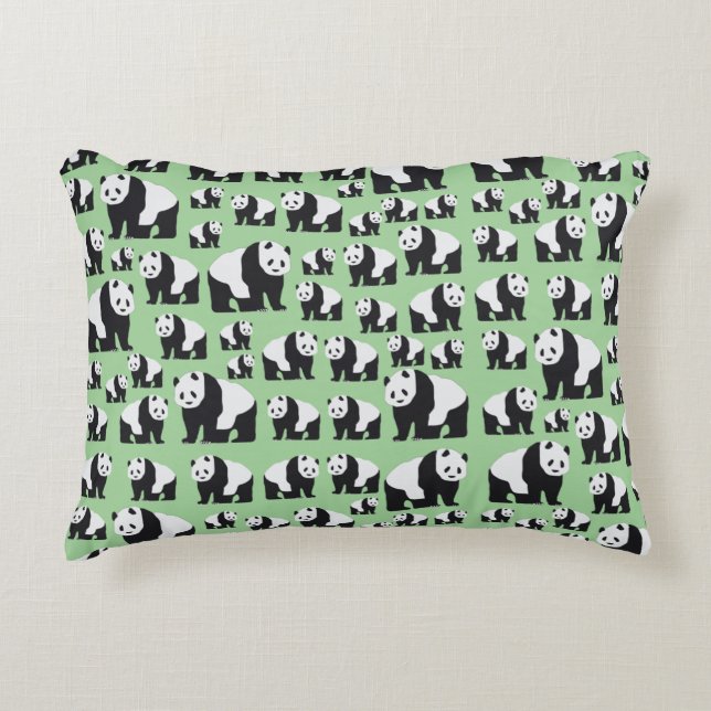 Cute Panda Bear Pattern Accent Pillow (Front)