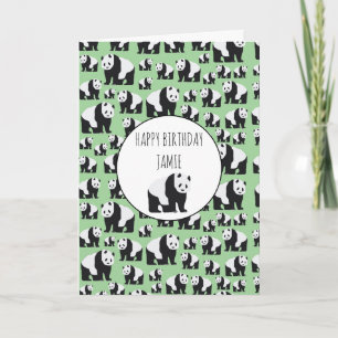 Cute Panda Bear Pattern Birthday Card