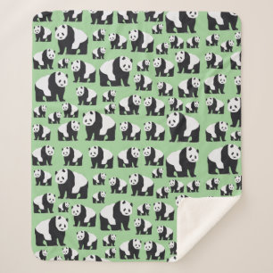 Cute Panda Bear Pattern Sherpa Blanket