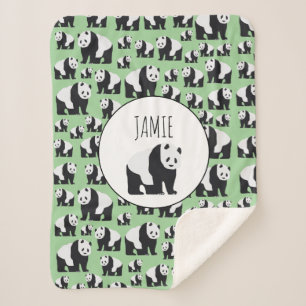 Cute Panda Bear Pattern Sherpa Blanket