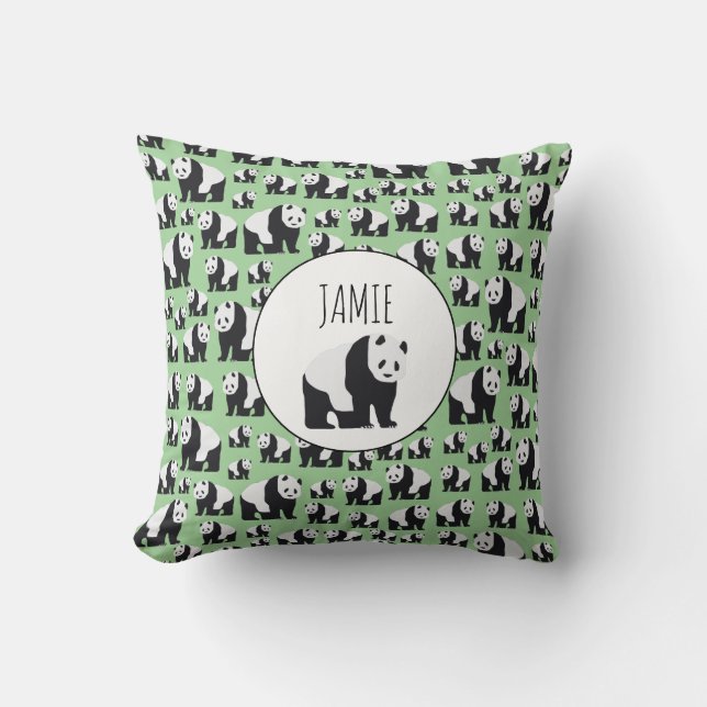 Cute Panda Bear Pattern Throw Pillow (Front)