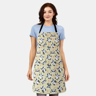 Cute panda bear paw cream background apron