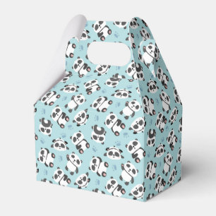 Cute panda bear paw cyan background favor box