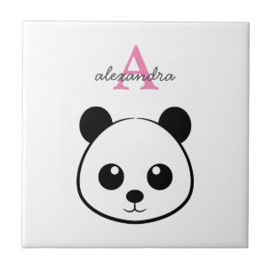 Cute Panda Bear Personalized Ceramic Tile – Custom