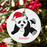 Cute Panda Bear Personalized Kids Christmas Ceramic Ornament<br><div class="desc">This pretty Santa Panda is a beautiful animal holiday gift for a child who loves panda bears and red and green Christmas themed presents. I like wild animals and a Christmas panda bear takes the cake wearing a red Santa hat! Personalize with name.</div>