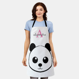 Cute Panda Bear – Personalized Monogram Kitchen Apron