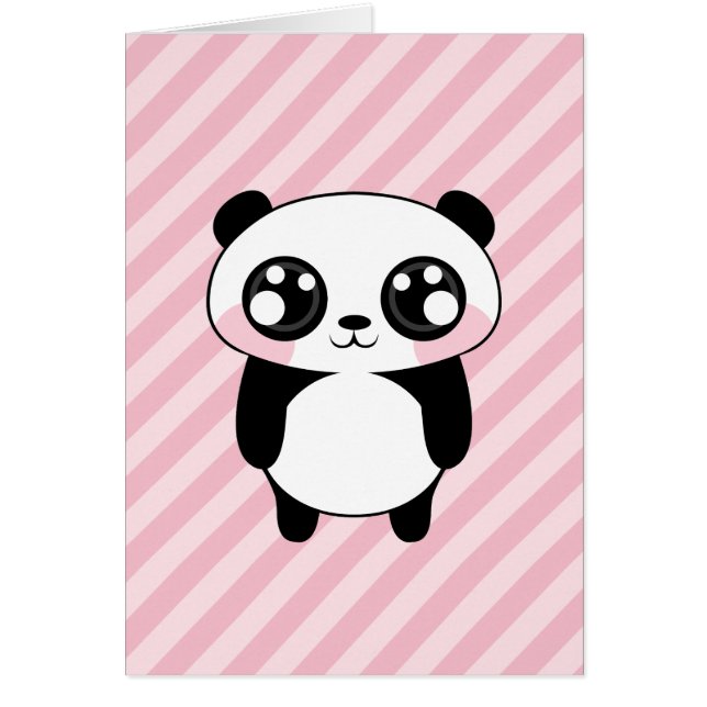 Cute Panda Bear Pink Stripes Background (Front)