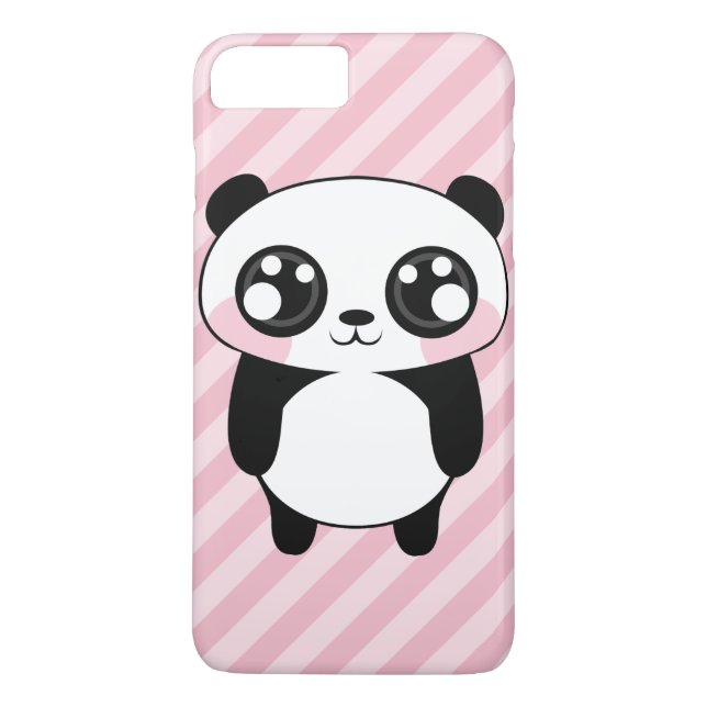 Cute Panda Bear Pink Stripes Background Case-Mate iPhone Case (Back)