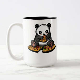Cute Panda Bear Pizza Lover Animal Two-Tone Coffee Mug