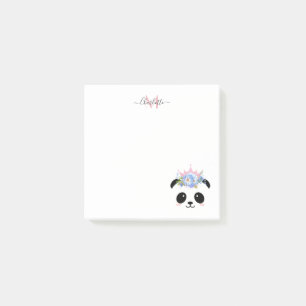Cute panda bear princess personalized monogram  post-it notes