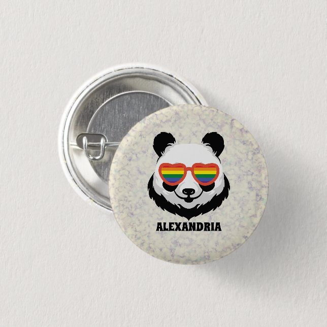 Cute Panda Bear | Rainbow | LGBTQ 1 Inch Round Button (Front & Back)